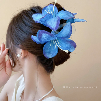 Graži simuliacinė lelijos žiedo plaukų segtukas super fėjos atmosfera foto plokštelė plaukų ryklio segtukas elegantiški aukšto lygio sukibimo plaukų aksesuarai