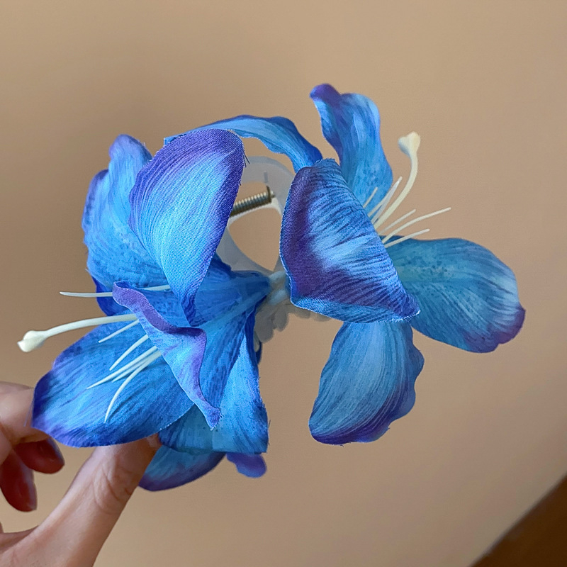 Graži simuliacinė lelijos žiedo plaukų segtukas super fėjos atmosfera foto plokštelė plaukų ryklio segtukas elegantiški aukšto lygio sukibimo plaukų aksesuarai