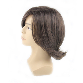 Euroopa ja Ameerika uus kohev küljelahkuga nägus meeste kuldne lühike sirge juuksepahmakas kaldus tukk parukas anime cos parukas peakate