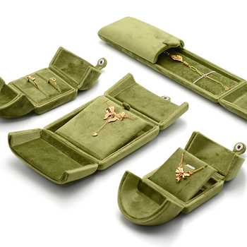 Διπλό γρασίδι πράσινο βελούδο δαχτυλίδι κουτί σκουλαρίκια κολιέ κουτί βραχιόλι κουτί βραχιόλι κουτί συσκευασία κοσμημάτων