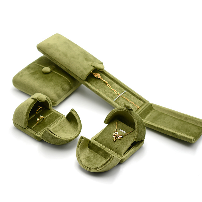 Dupla fűzöld bársony gyűrűdoboz fülbevaló nyaklánc doboz karkötő doboz karkötő karkötő doboz ékszercsomagolás