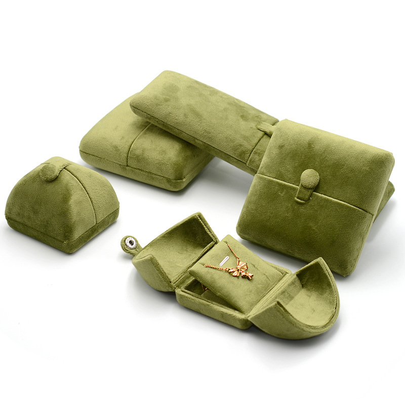 Dupla fűzöld bársony gyűrűdoboz fülbevaló nyaklánc doboz karkötő doboz karkötő karkötő doboz ékszercsomagolás