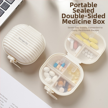 Kreatív cipzáras kis gyógyszeres doboz, hordozható, kétoldalas, különálló gyógyszertároló doboz, háztartási, nedvességálló, alcsomagolású, lezárt doboz