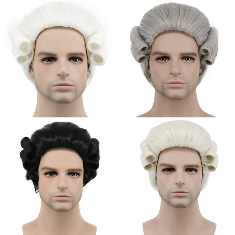 Ανδρικό μπαρόκ cosplay Masquerade Colony Ανδρική περούκα Δικηγόρος Δικαστής Χημική ίνα Hobo