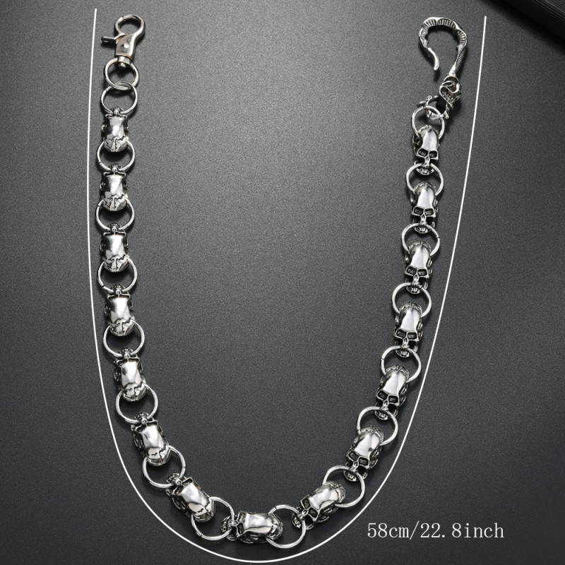 Nauji europietiški ir amerikietiški aksesuarai, lydinio kaukolės formos kelnės, grandinėlė, aukščiausios klasės hiphopo stiliaus, madinga pankroko juosmens grandinėlė, džinsų pakabinimo grandinėlė