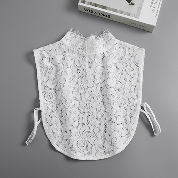 Κορεάτικο Στυλ Ψεύτικο Γιακά με Δαντέλα Διακοσμητικό Πουκάμισο Φθινόπωρο και Χειμώνας Ασπρόμαυρη Μπλούζα με Ψεύτικο Γιακά Εκπτώσεις σε Ειδική Τιμή