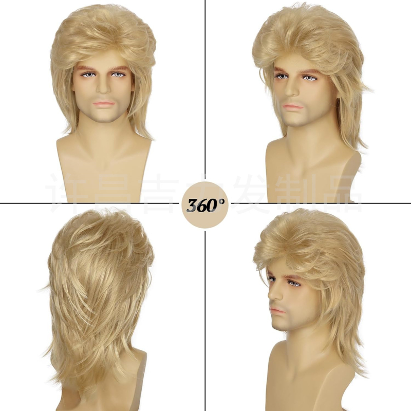 Väliskaubanduse Euroopa ja Ameerika mullet-parukas meeste pikad juuksed 80ndate rokkbändi pühadepeo esinemise rekvisiidid parukas