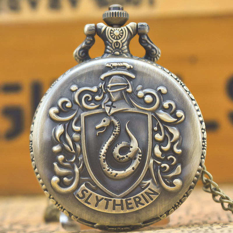 Διασυνοριακή Ζεστή Πώληση Μεγάλο Ρετρό Ρολόι Τσέπης Χάρι Πότερ Θέμα Κολιέ Flip Κολιέ Χαλαζία Ρολόι Δώρου Χονδρική