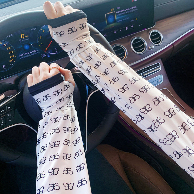 Új, naptej, jég, selyem, kültéri, minden mérkőzésre alkalmas, divatos jég, UV-védő karvédő, női naptej kesztyűk