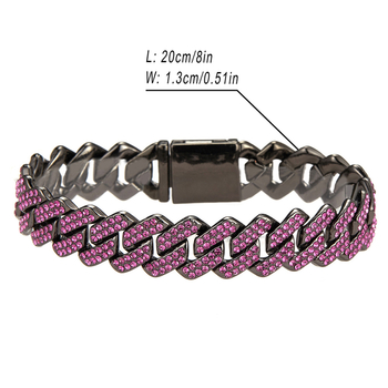 Κουμπωτό κουτί 14 χιλιοστών σε σχήμα ράβδου, κουβανέζικη αλυσίδα, διασυνοριακή, δημοφιλής μόδα, ελαφρύ, πολυτελές, έντονο κολιέ με διαμάντια, ειδικά σχεδιασμένο για ένθετο διαμαντιών