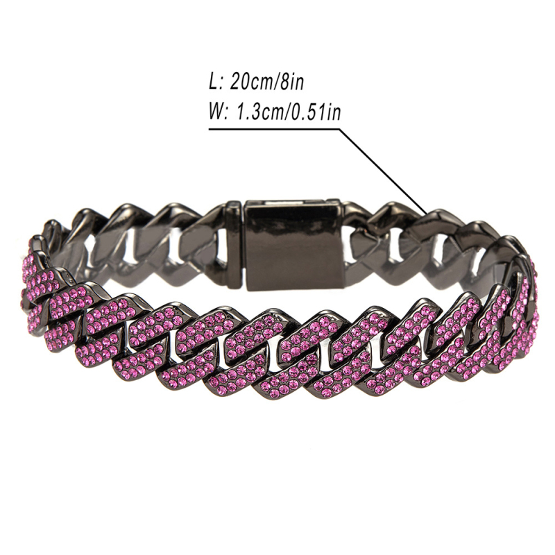 14 mm-es, rúd alakú kubai lánccal ellátott, keresztezett, divatos, könnyű, luxus, merész, teljes gyémántokkal kirakott nyaklánc, kifejezetten gyémánt berakáshoz tervezve.