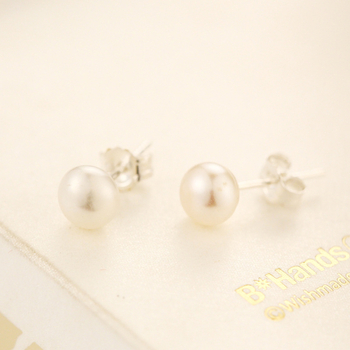 999 sterling ezüst természetes édesvízi gyöngy fülbevalók lapos, kerek koreai női aranyos ezüst ékszerek fülbevalók temperamentumos fülbevalók