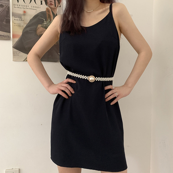 Koreai stílusú divatos gyöngyöves női dekoratív ruha, sokoldalú, rugalmas derékláncos pulóver, szoknya, öv, kiegészítők, új stílus