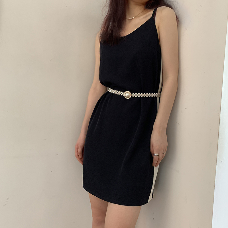 Koreai stílusú divatos gyöngyöves női dekoratív ruha, sokoldalú, rugalmas derékláncos pulóver, szoknya, öv, kiegészítők, új stílus