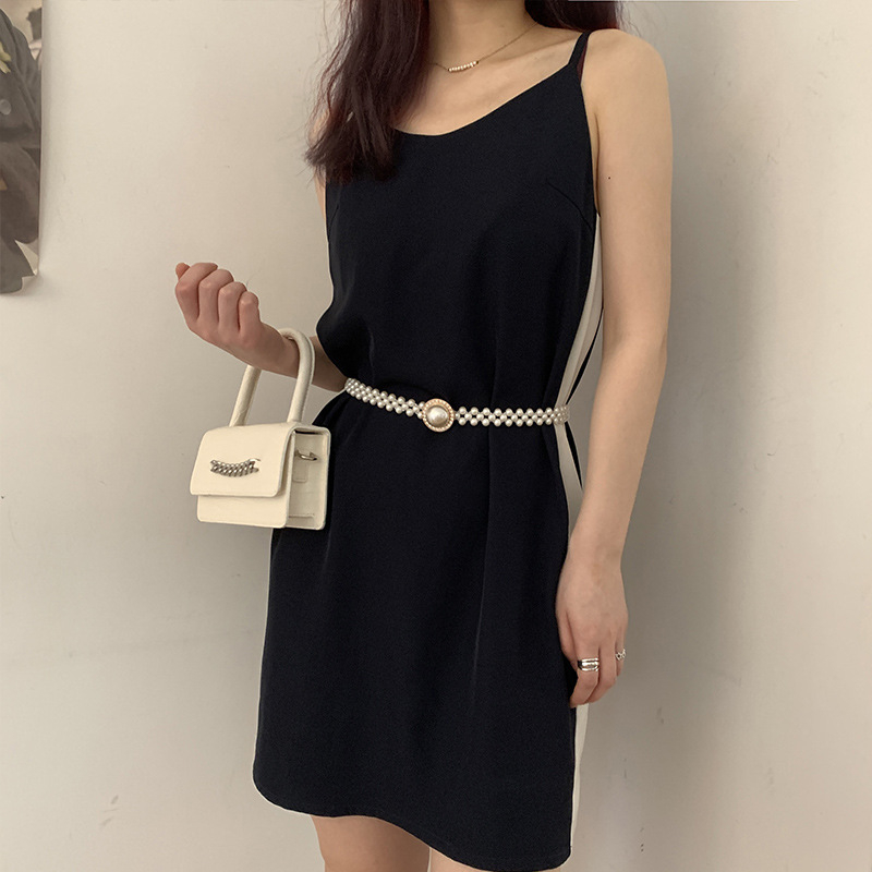 Koreai stílusú divatos gyöngyöves női dekoratív ruha, sokoldalú, rugalmas derékláncos pulóver, szoknya, öv, kiegészítők, új stílus