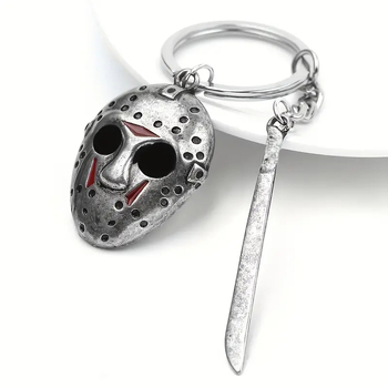 Európai és amerikai nézetű perifériás Black Friday Jason maszk kulcstartó ötvözet maszk nyaklánc medál ajándék