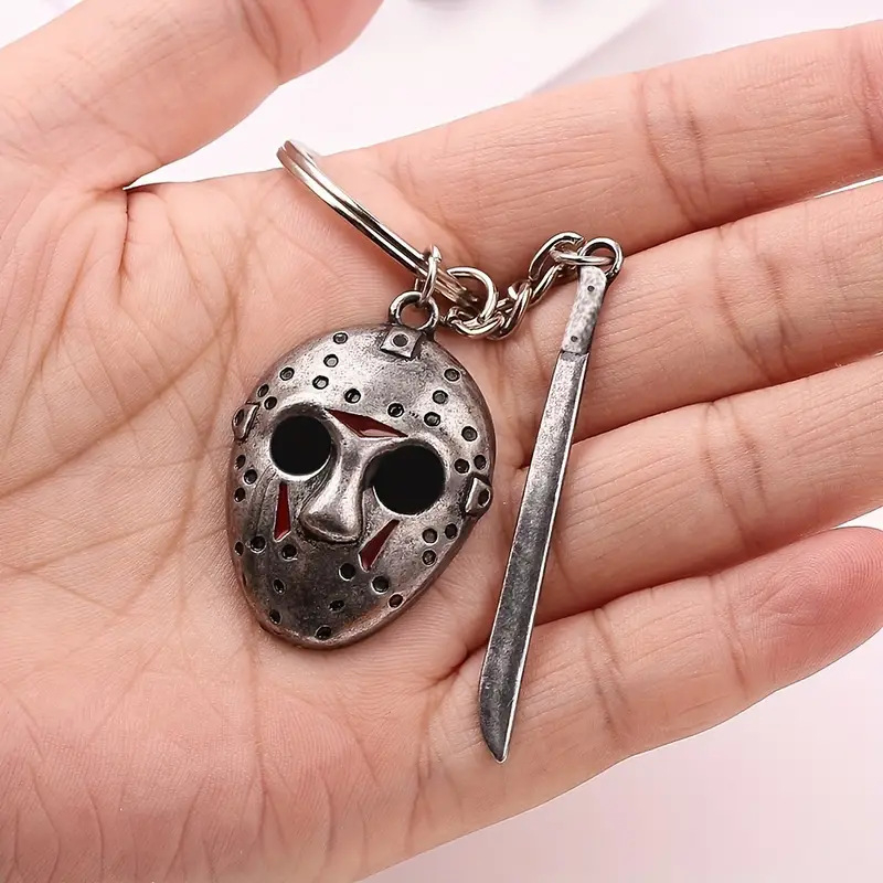 Európai és amerikai nézetű perifériás Black Friday Jason maszk kulcstartó ötvözet maszk nyaklánc medál ajándék