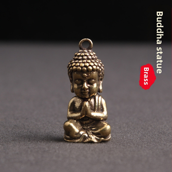 Sárgaréz tömör retró kopott Sakyamuni Buddha kulcstartó medál biztonságos, kedvező medál stand kínálat