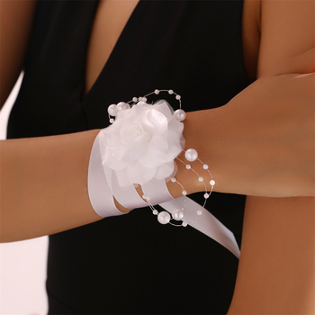 BZ1890 Piiriülene Euroopa ja Ameerika pruudi randmeliige värske pärliga riidest paelaga käevõru pruutneitsi pulmaehted