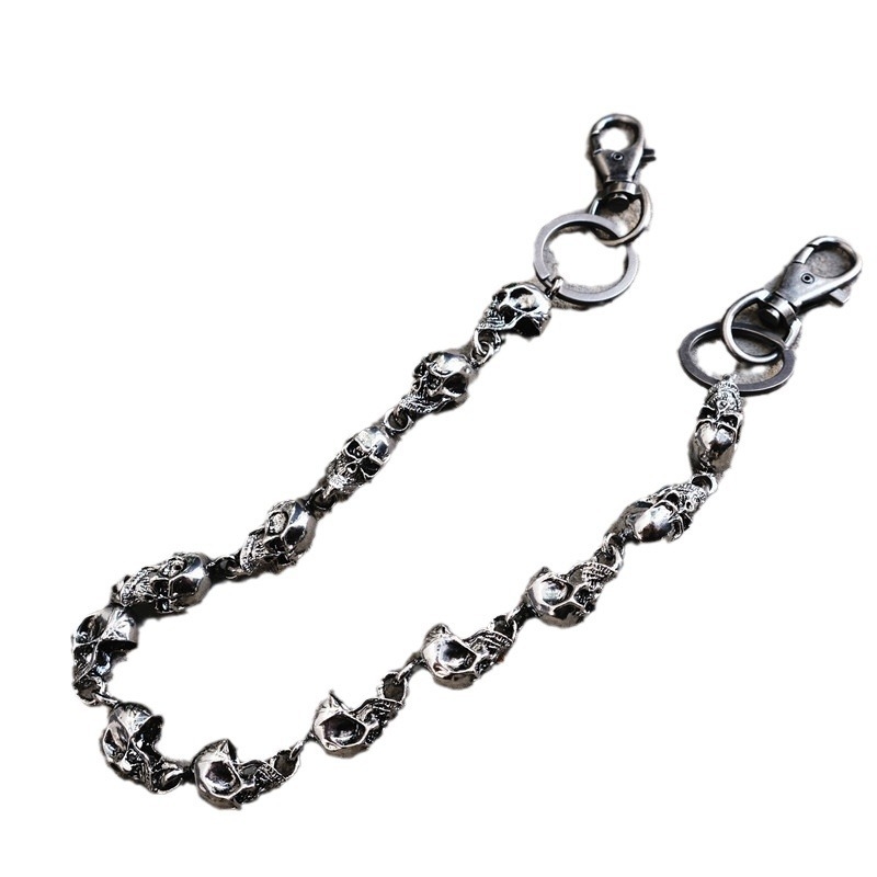 Alternatív koponya csatlakozó fém nadráglánc nagy szellemfej sötét hip-hop stílusos japán stílusú trendi deréklánc