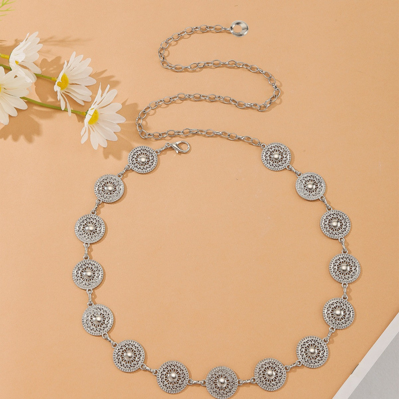 Határokon átnyúló egyszerű fém övdíszítéssel, európai és amerikai deréklánc, női divatos ruha, geometrikus mintás, üreges fémlemezből