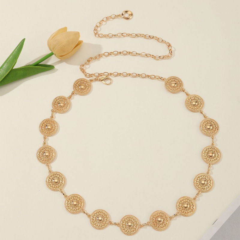 Határokon átnyúló egyszerű fém övdíszítéssel, európai és amerikai deréklánc, női divatos ruha, geometrikus mintás, üreges fémlemezből