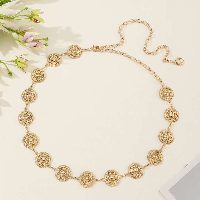 Határokon átnyúló egyszerű fém övdíszítéssel, európai és amerikai deréklánc, női divatos ruha, geometrikus mintás, üreges fémlemezből