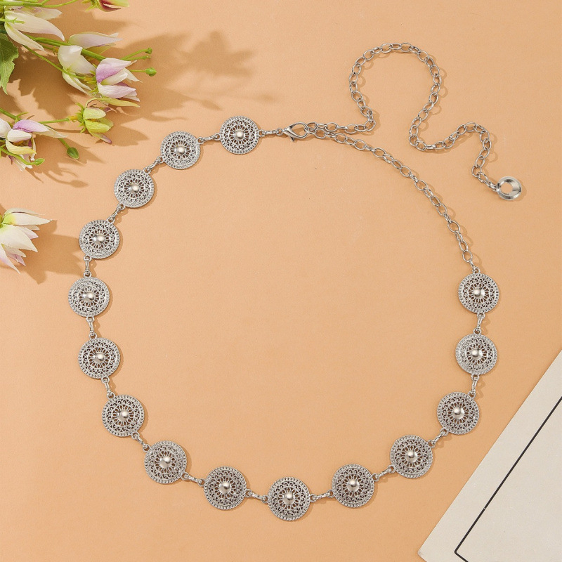 Határokon átnyúló egyszerű fém övdíszítéssel, európai és amerikai deréklánc, női divatos ruha, geometrikus mintás, üreges fémlemezből