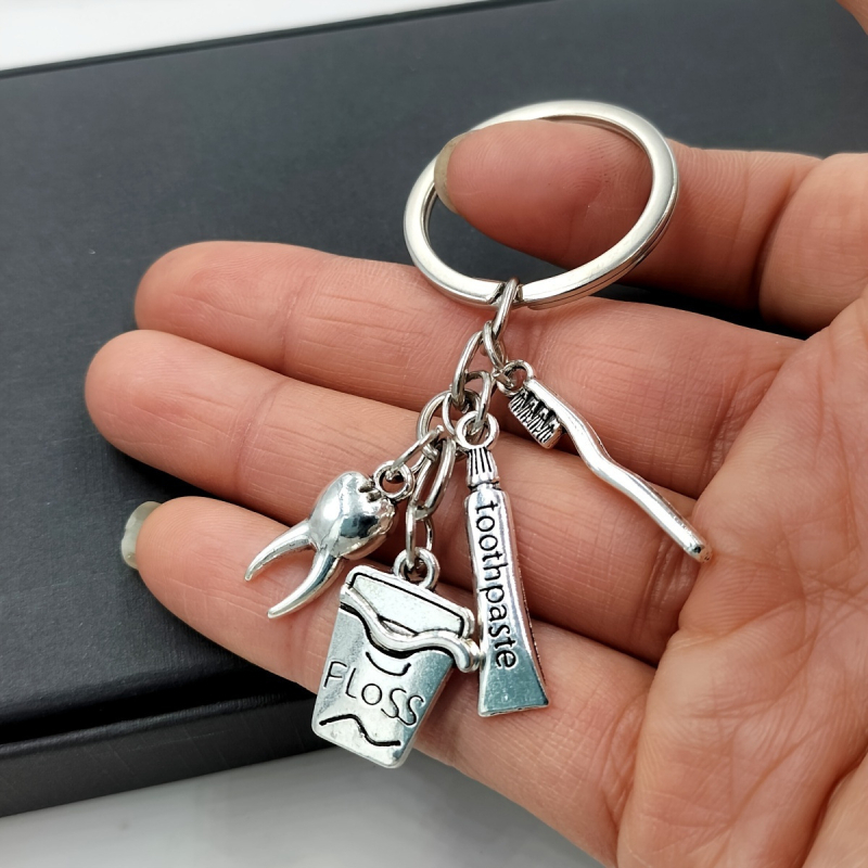 Európai és amerikai fogorvos Egészséges fogkefe Fogkrém Fogselyem Fogak Kreatív Hátizsák Medál Alternatív Kulcstartó