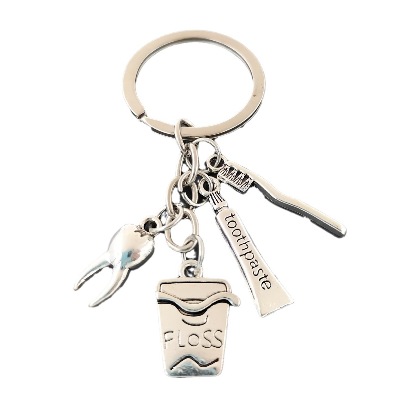 Európai és amerikai fogorvos Egészséges fogkefe Fogkrém Fogselyem Fogak Kreatív Hátizsák Medál Alternatív Kulcstartó