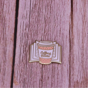 Kávé Könyvtűző Rózsaszín Bögre Bross Irodalmi Jelvény Olvasás Ékszer Könyvmoly Könyvtáros Ajándék