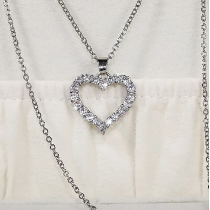 Internet Celebrity Mori Peach Szív Nyaklánc Női Egyszerű Koreai Stílusú Szerelem Kulcscsont Lánc Divat Klasszikus Internet Celebrity Gyémánt Medál