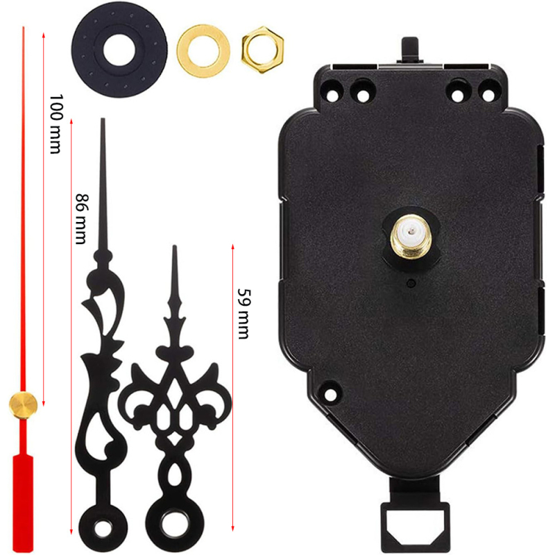 12888 „Sun“ prekės ženklo sūpuoklinis mechanizmas su rodykle, geležiniu kabliu, juodas antrosios galvutės sieninis laikrodis, pakeičiantis techninės priežiūros sūpuoklinį mechanizmą