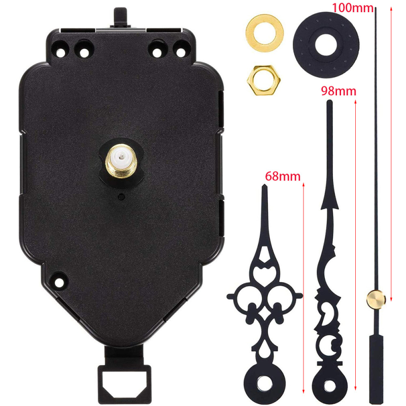 12888 „Sun“ prekės ženklo sūpuoklinis mechanizmas su rodykle, geležiniu kabliu, juodas antrosios galvutės sieninis laikrodis, pakeičiantis techninės priežiūros sūpuoklinį mechanizmą