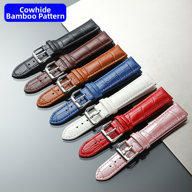 Házi készítésű gyári nagykereskedelmi borjúbőr óraszíjak, bambuszmintás órakiegészítők, marhabőr tűs csatos szíjak, férfi és női óraszíjak