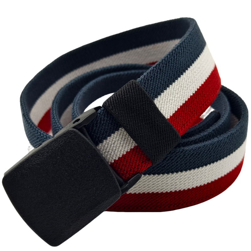 Határokon átnyúló új, háromszínű csíkos, rugalmas öv, műanyag csattal, puha öv, gyorsan áttörhető biztonsági övvel