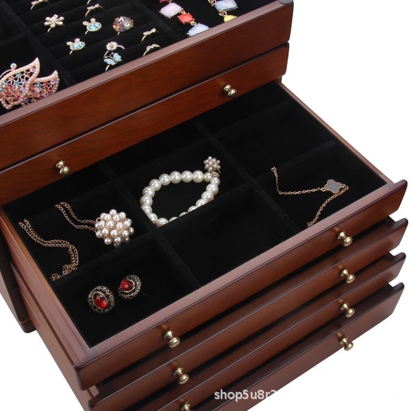 Ékszerdoboz tömörfa többrétegű hercegnő európai retro ékszer nyaklánc tároló doboz ékszerdoboz esküvői születésnapi ajándék