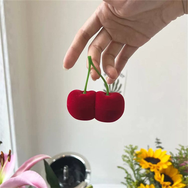 Piknikkészlet mini cseresznye tavaszi gyümölcs aranyos lány ajándék pelyhesítő ékszerdoboz tárolódoboz