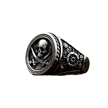 Δαχτυλίδι κρανίο πειρατή από ανοξείδωτο ατσάλι σε καυτή πώληση σε διασυνοριακό στιλ πανκ χιπ χοπ, ανδρικό δαχτυλίδι τιτανίου-ατσάλι