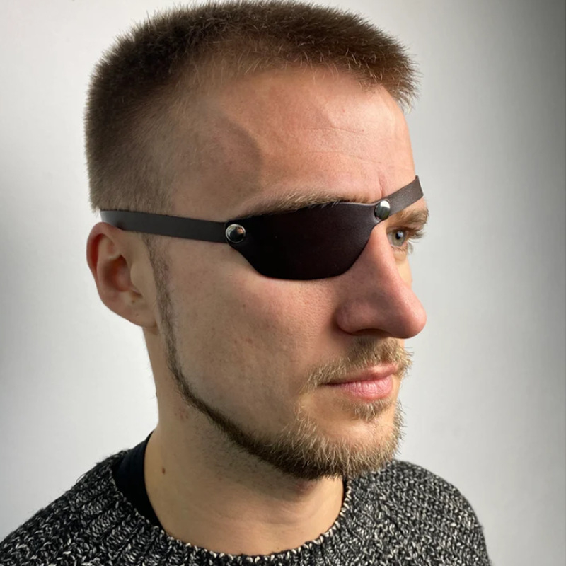 Helovino puošmena, vienos akies kaukė, kūrybinga cosplay odinė piratų akių kaukė, reguliuojama gotikinė cos rekvizitai