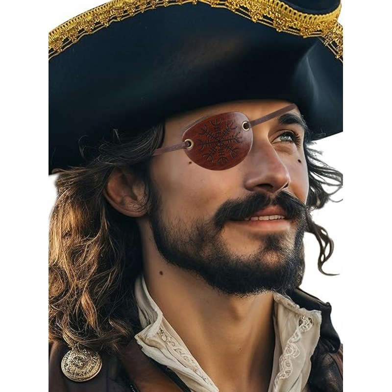 Helovino puošmena, vienos akies kaukė, kūrybinga cosplay odinė piratų akių kaukė, reguliuojama gotikinė cos rekvizitai