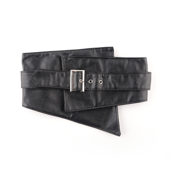 2022. aasta Euroopa ja Ameerika mitmekülgne moodne naiste dekoratiivne kunstnahast PU laia vöökohaga tihendiga virnastatud välimine vöökoht elastse musta vööga