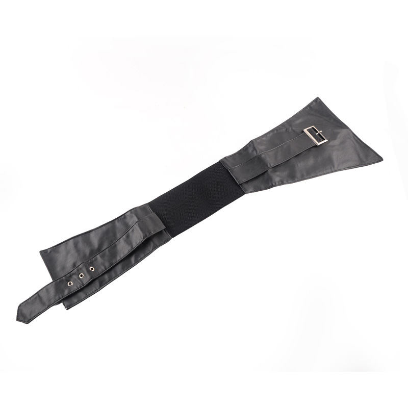 2022. aasta Euroopa ja Ameerika mitmekülgne moodne naiste dekoratiivne kunstnahast PU laia vöökohaga tihendiga virnastatud välimine vöökoht elastse musta vööga