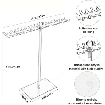 Határokon átnyúló akril nyaklánc tároló doboz átlátszó nyaklánc tartó ékszer tároló doboz kijelző állvány kétoldalú akasztóval