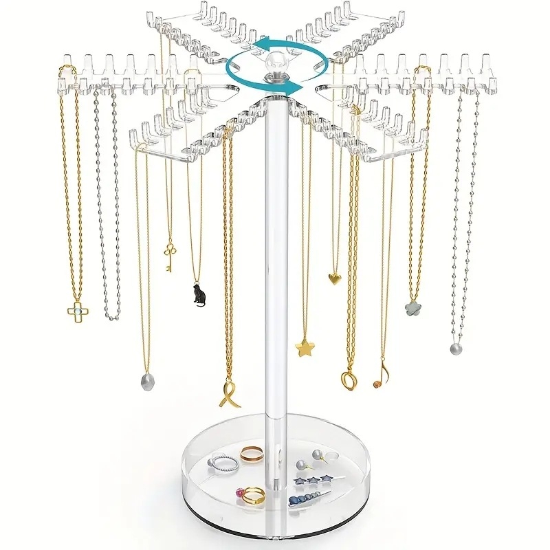 Határokon átnyúló akril nyaklánc tároló doboz átlátszó nyaklánc tartó ékszer tároló doboz kijelző állvány kétoldalú akasztóval