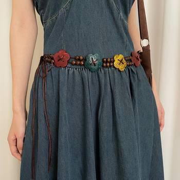 Vintage régi édes stílusú öv női niche aranyos virág etnikai stílusú ruha ruha dekoráció derék kötél divat