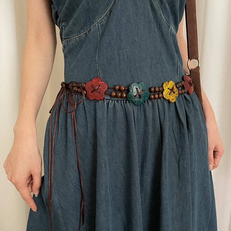 Vintage régi édes stílusú öv női niche aranyos virág etnikai stílusú ruha ruha dekoráció derék kötél divat