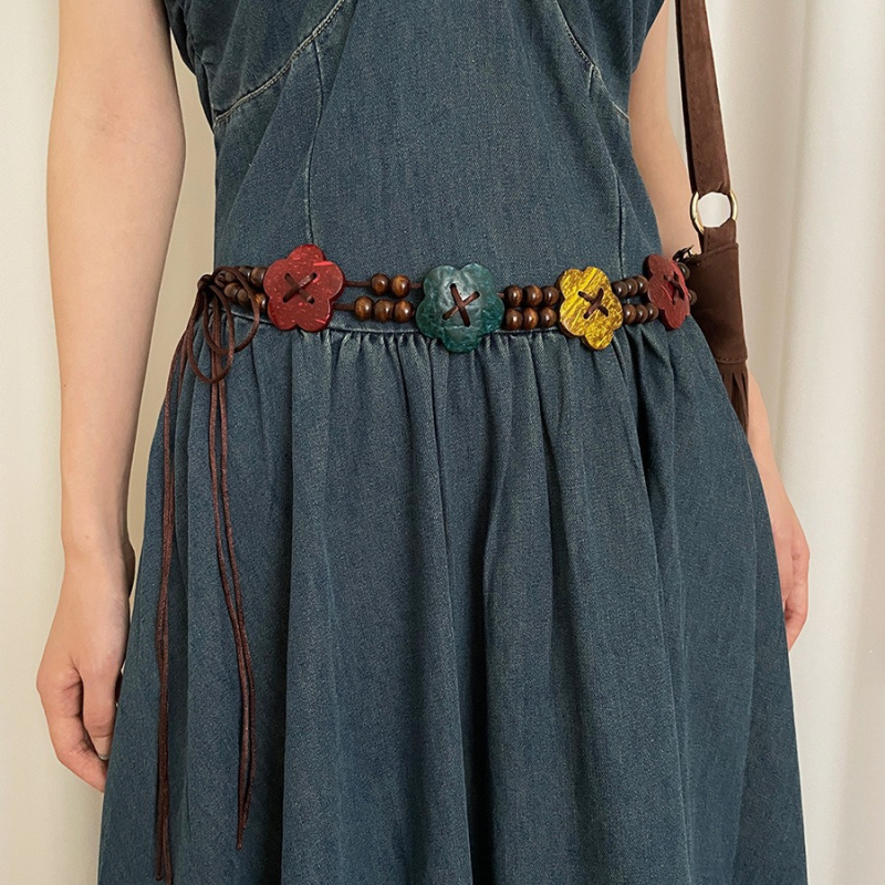 Vintage régi édes stílusú öv női niche aranyos virág etnikai stílusú ruha ruha dekoráció derék kötél divat