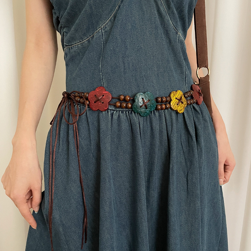 Vintage régi édes stílusú öv női niche aranyos virág etnikai stílusú ruha ruha dekoráció derék kötél divat