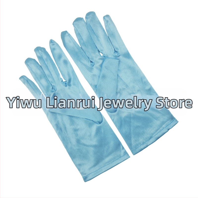 Öltöztesd fel a tiszta színű, rövid, sima szatén szatén kesztyűket Menyasszonyi, esküvői kesztyűk Halloween smink parti női rövid kesztyűk